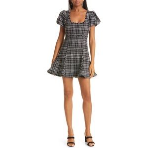 Likely Alessandra Puff Sleeve Black Tweed Fit & Flare Dress Dress Size 6